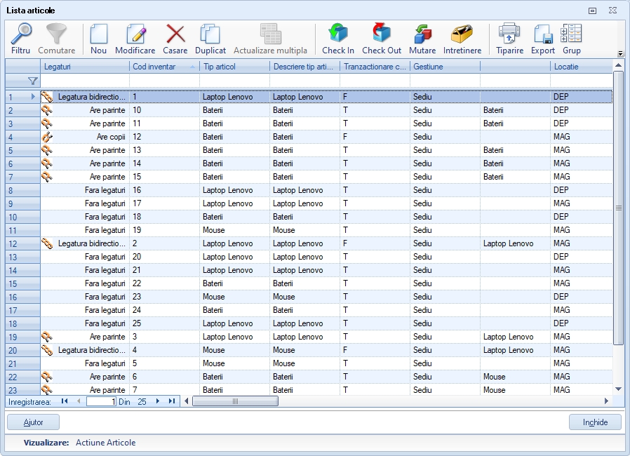 Check-out / check-in & maintenance